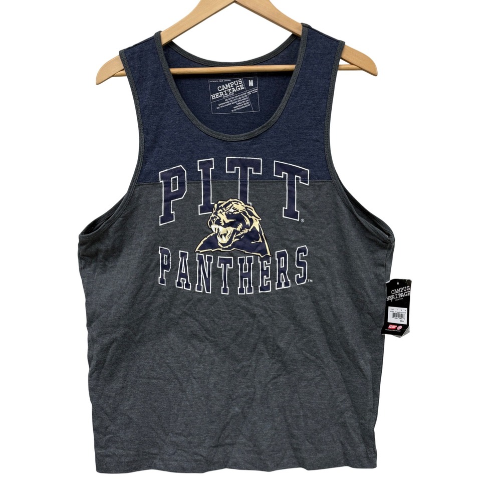 Campus Heritage Pitt Panthers‎ Tank Top Mens Medium Navy Charcoal Colorblock NWT